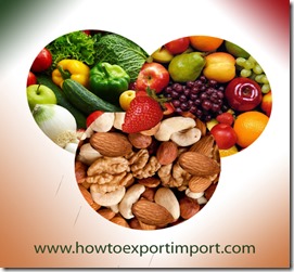 how to import preparations of vegetables,fruits and nuts